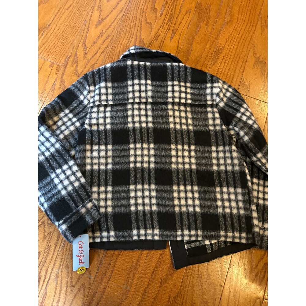 Cat & Jack Kids Black Plaid Button Front Shacket Shirt Jacket XL 14 NWT - Picture 6 of 6
